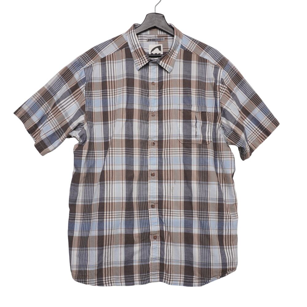 MK Mountain Khakis Plaid Shirt XL Jackson Hole Wyoming Outdoor Short Sleeve